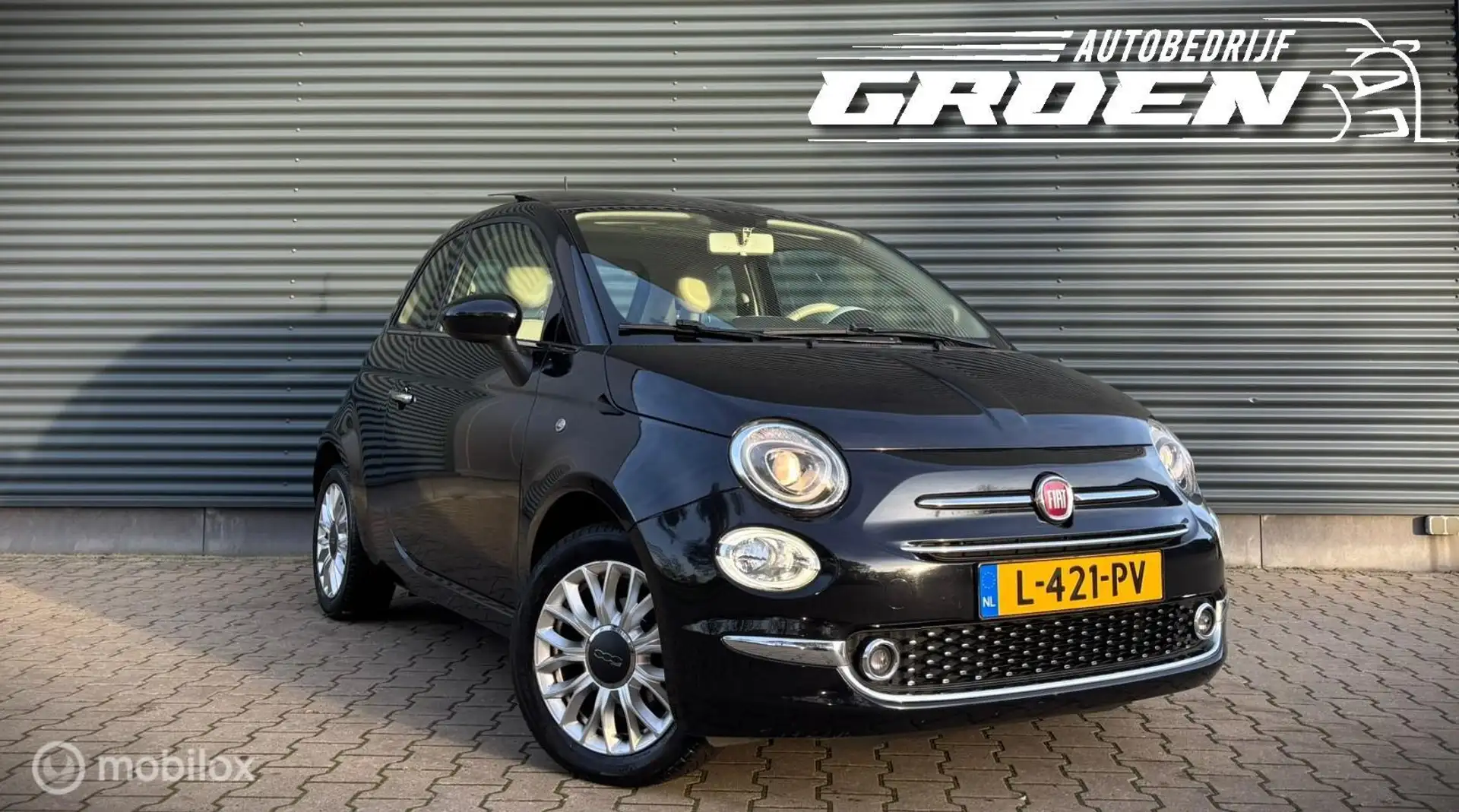 Fiat 500 1.2 Lounge PANO|AIRCO|GARNATIE Zwart - 2