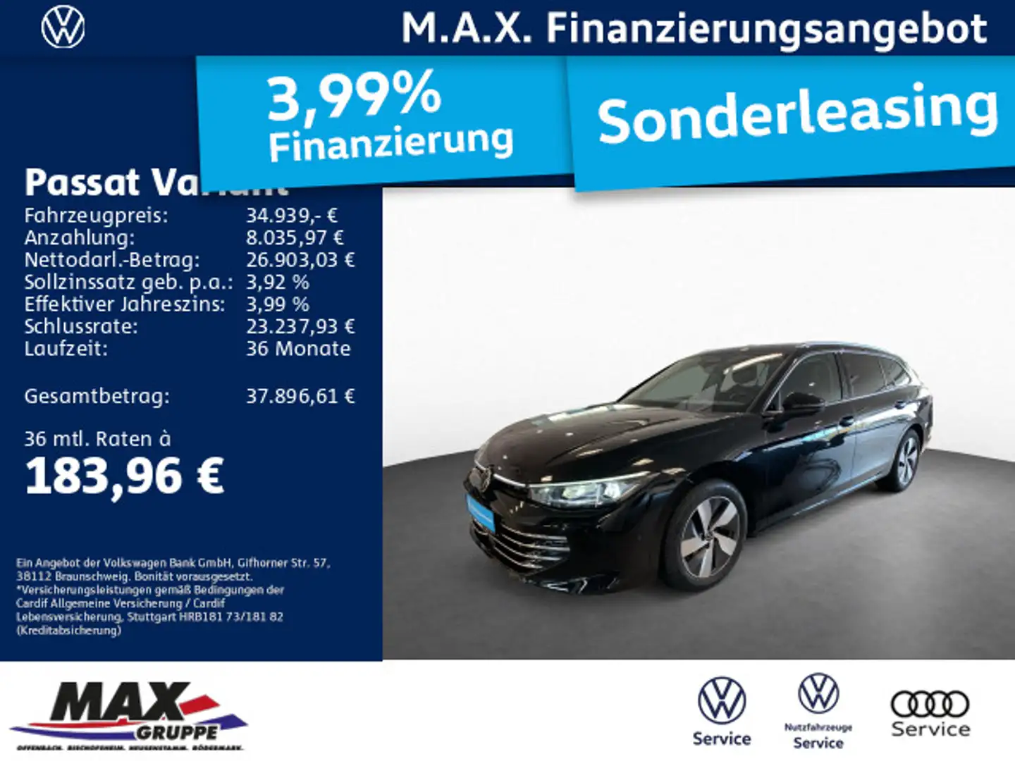 Volkswagen Passat Variant 2.0 TDI DSG ELEGANCE +AHK+MATRIX+ Negro - 1