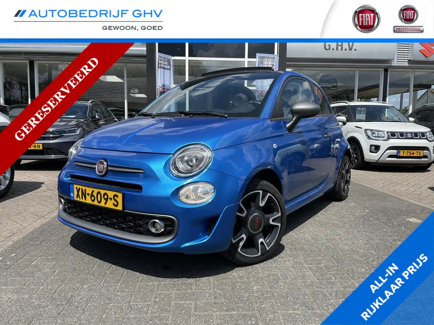 Fiat 500C 1.2 69pk 500S | Cabrio | Verkoopbemiddeling | Blauw - 1