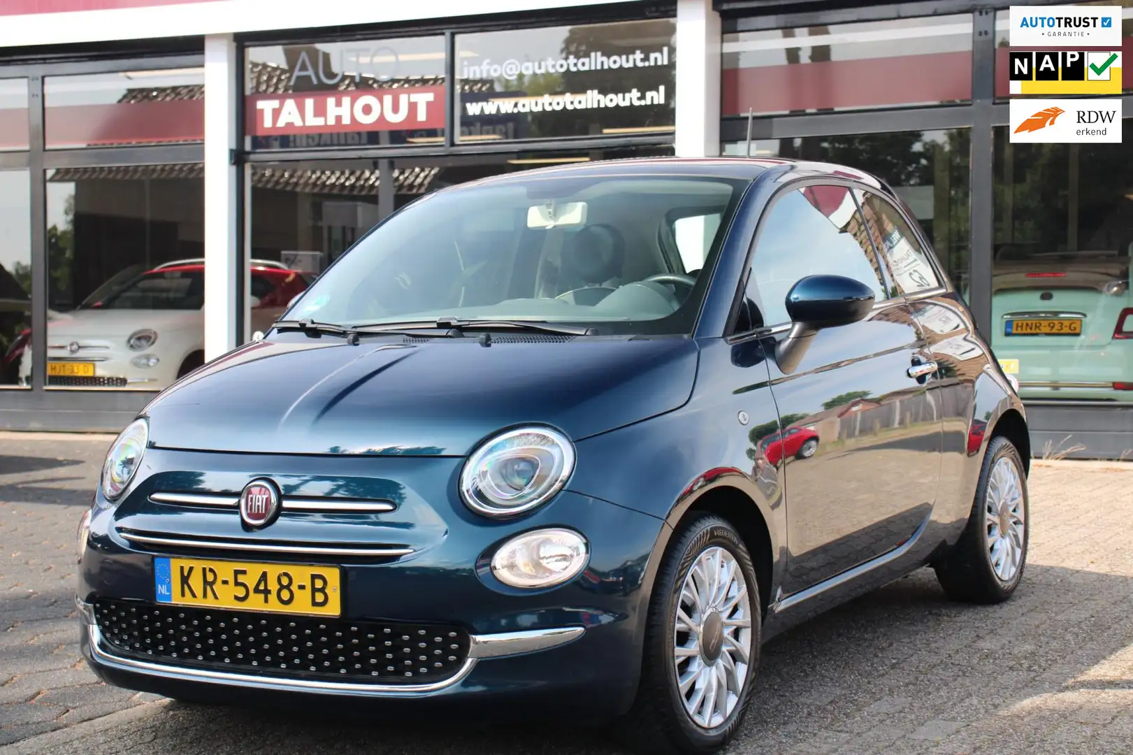 Fiat 500 0.9 TwinAir Turbo Lounge - Airco, Panoramadak, NL Blauw - 1