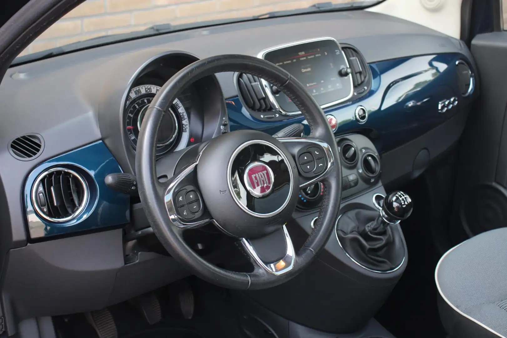 Fiat 500 0.9 TwinAir Turbo Lounge - Airco, Panoramadak, NL Blauw - 2
