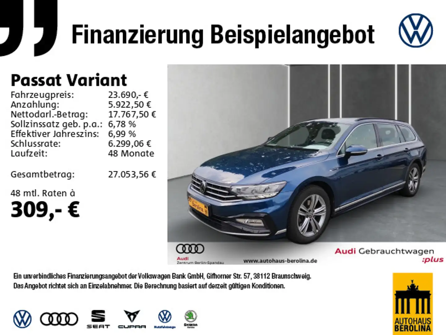 Volkswagen Passat Variant 1.5 TSI R Line *NAVI*ACC*R-CAM* Blau - 1