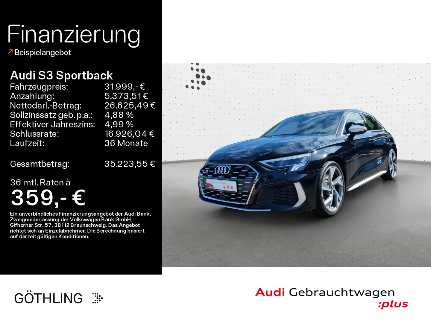 Audi S3 TFSI qu S tro*LED*Virtual*Navi+*Spo Zwart - 1