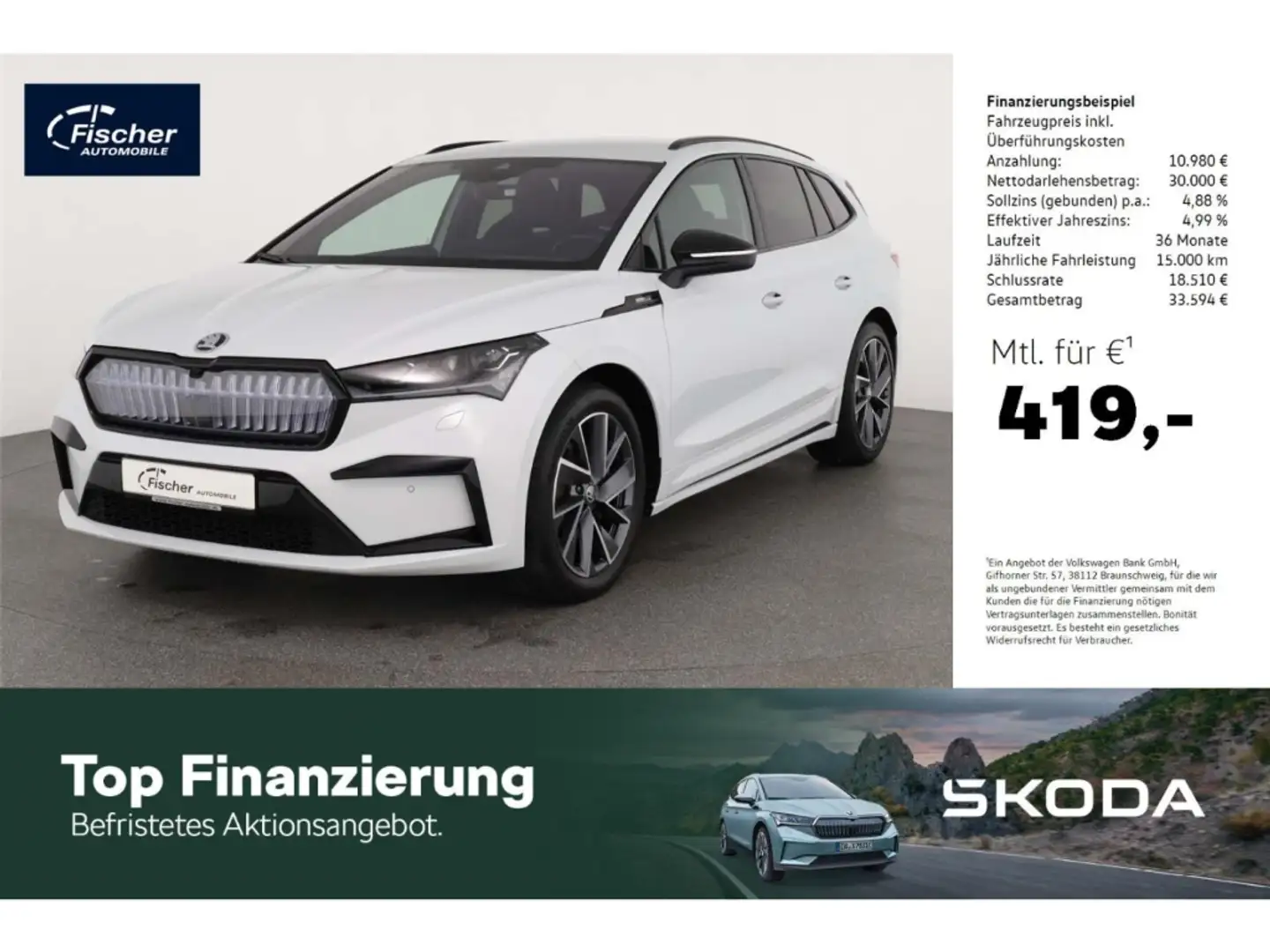 Skoda Enyaq Elektro Sportline 80x 82 kWh Weiß - 1
