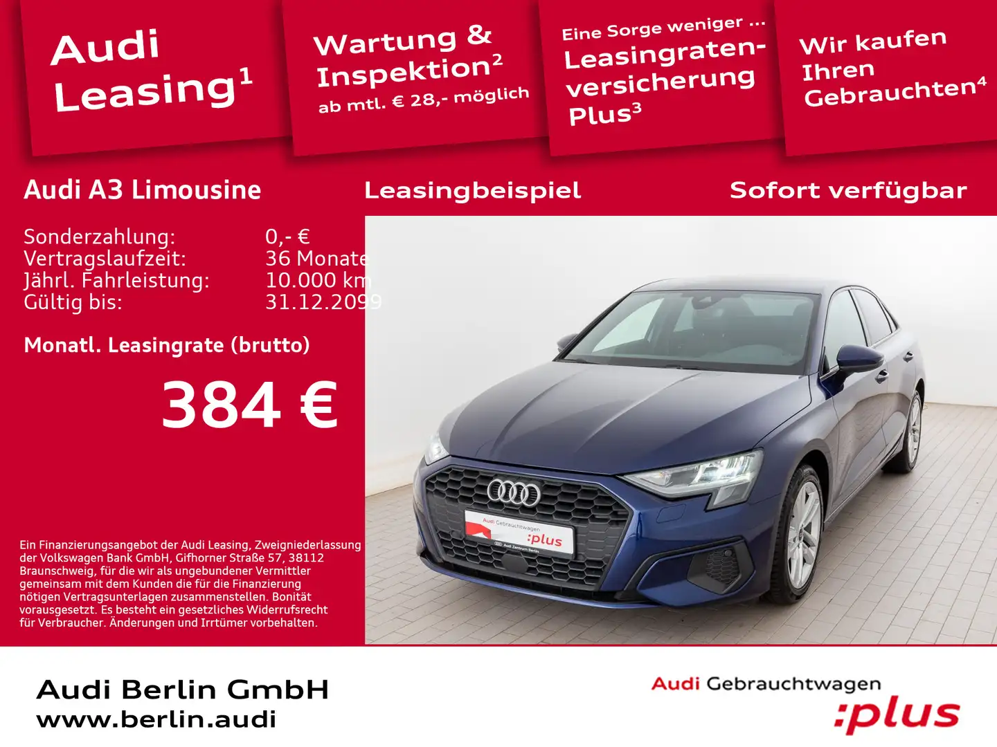 Audi A3 35 TFSI 6-Gang PDC NAVI VIRTUAL Bleu - 1