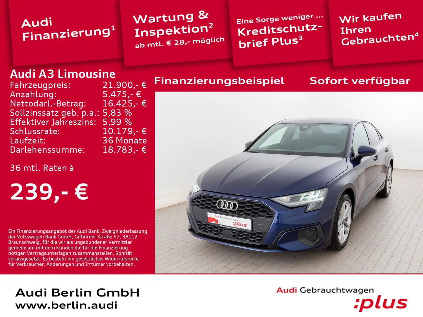 Audi A3 35 TFSI 6-Gang PDC NAVI VIRTUAL Blauw - 1