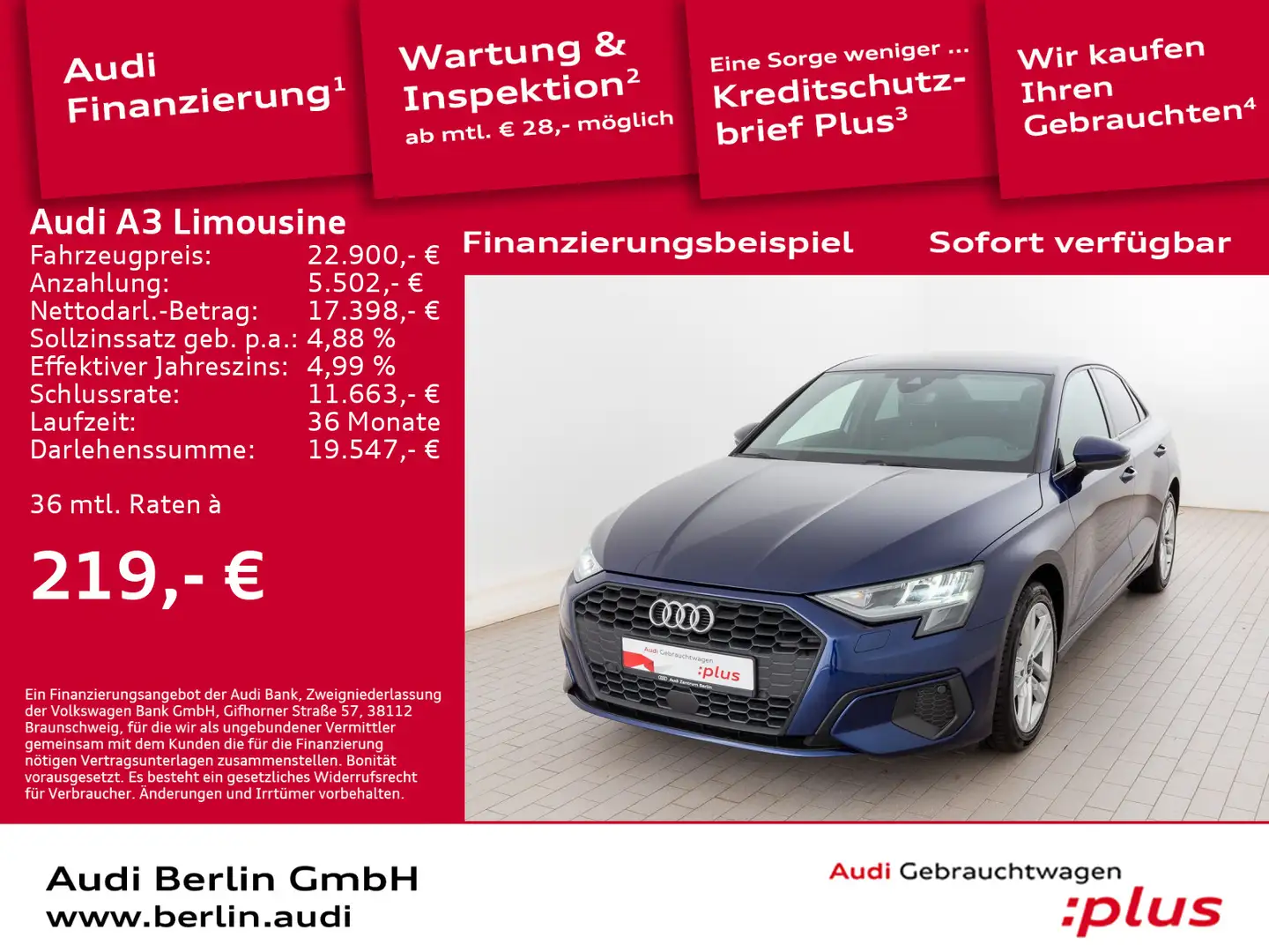 Audi A3 35 TFSI 6-Gang PDC NAVI VIRTUAL Blau - 1
