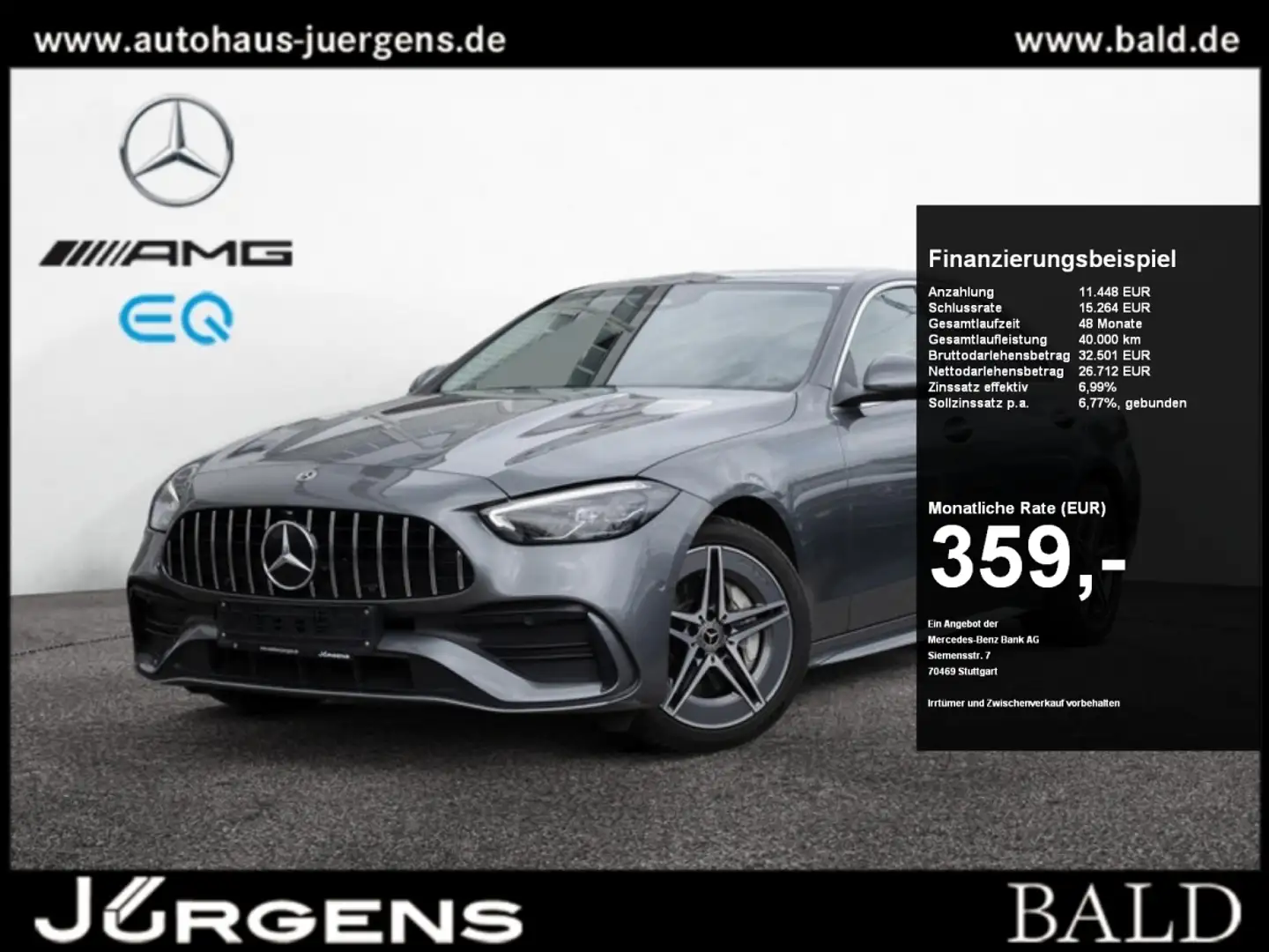 Mercedes-Benz C 220 d AMG-Sport/LED/Cam/SHD/AHK/Totw/Ambiente Grijs - 1