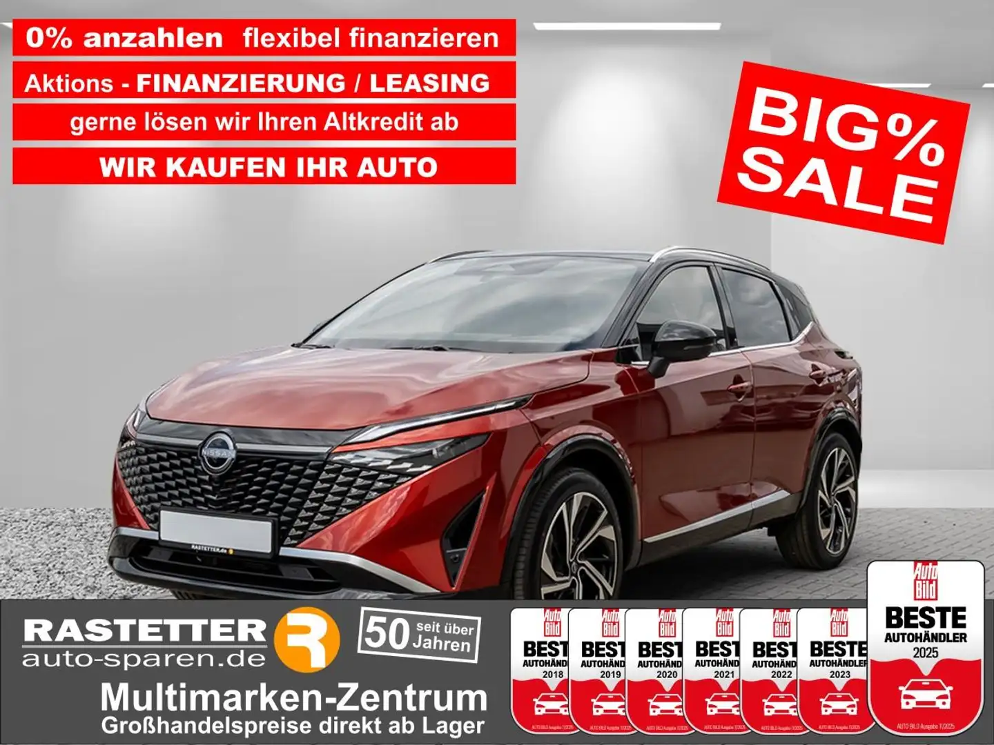 Nissan Qashqai tekna Plus facelift+Zweifarb+Leder+Pano+20Z+ProPIL Rot - 1