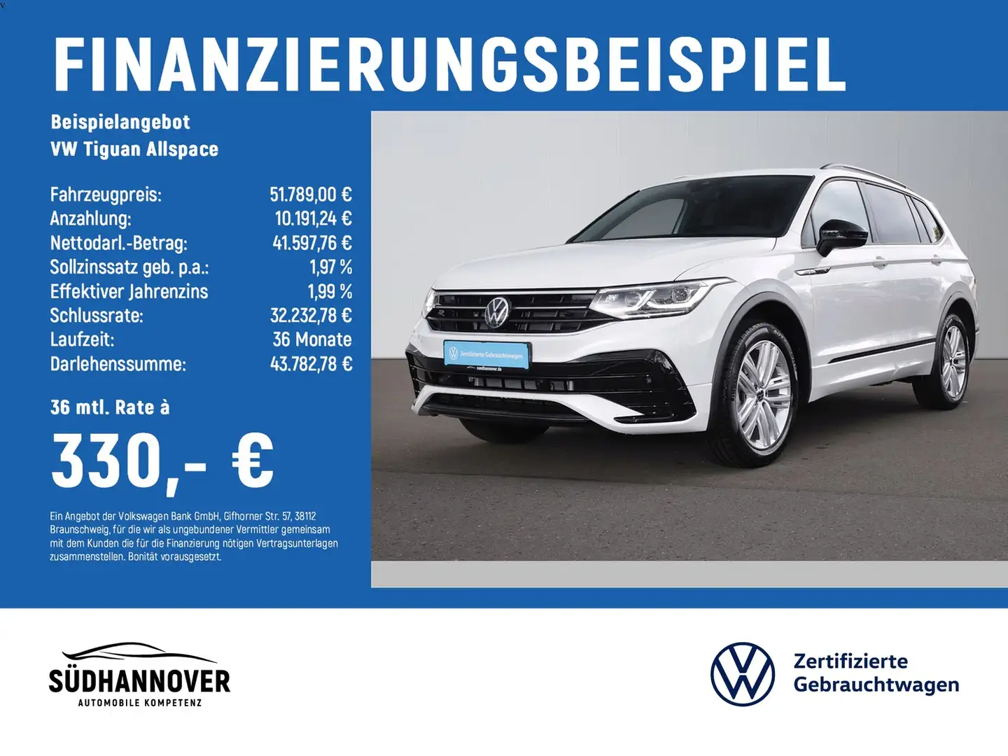 Volkswagen Tiguan Allspace R-Line 2.0 TDI DSG 4Motion AHK Weiß - 2