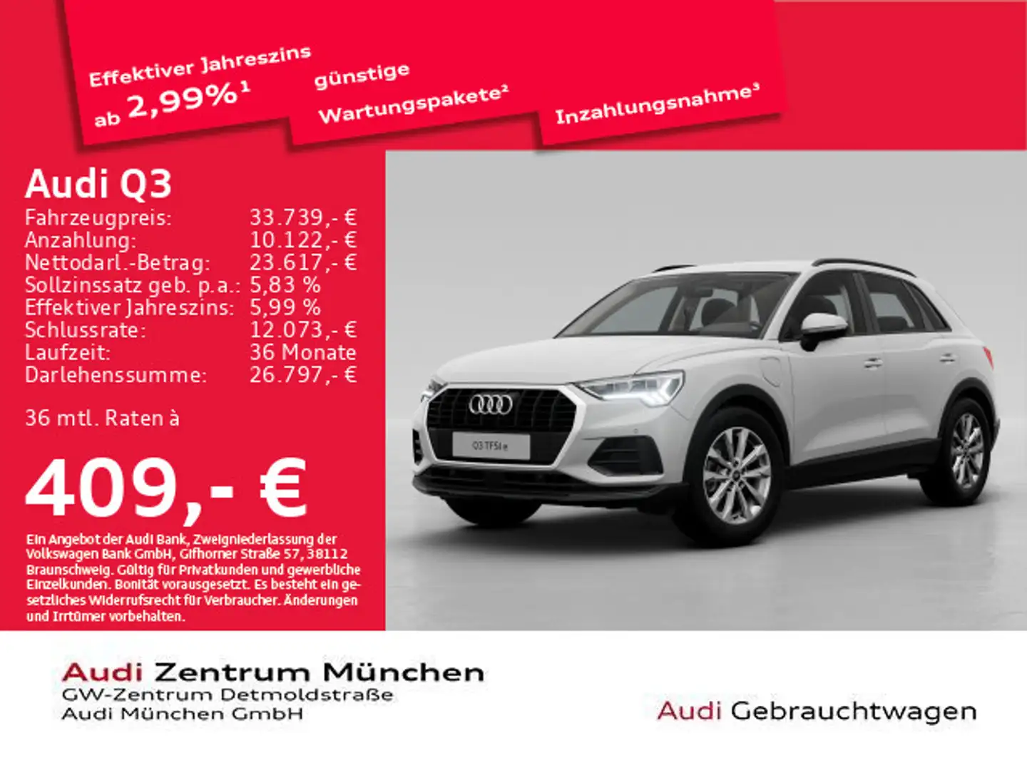 Audi Q3 45 TFSI e S tronic ACC/AHK/Navi+/Kamera Weiß - 1