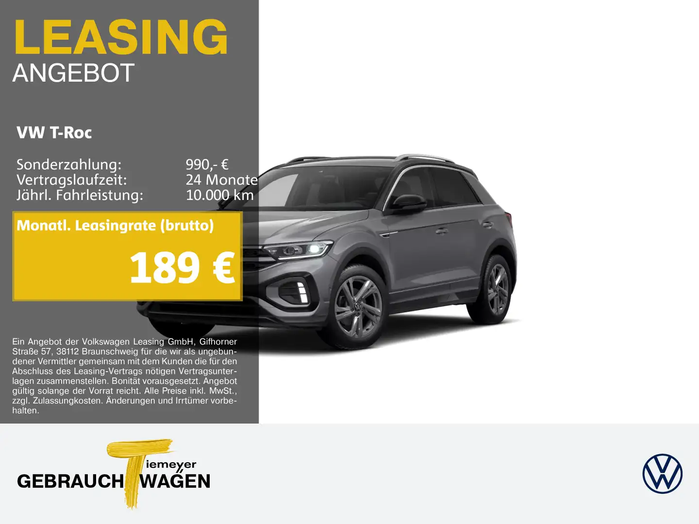 Volkswagen T-Roc 1.5 TSI DSG R-LINE NAVI SITZHZ AHK KAMERA Grau - 1