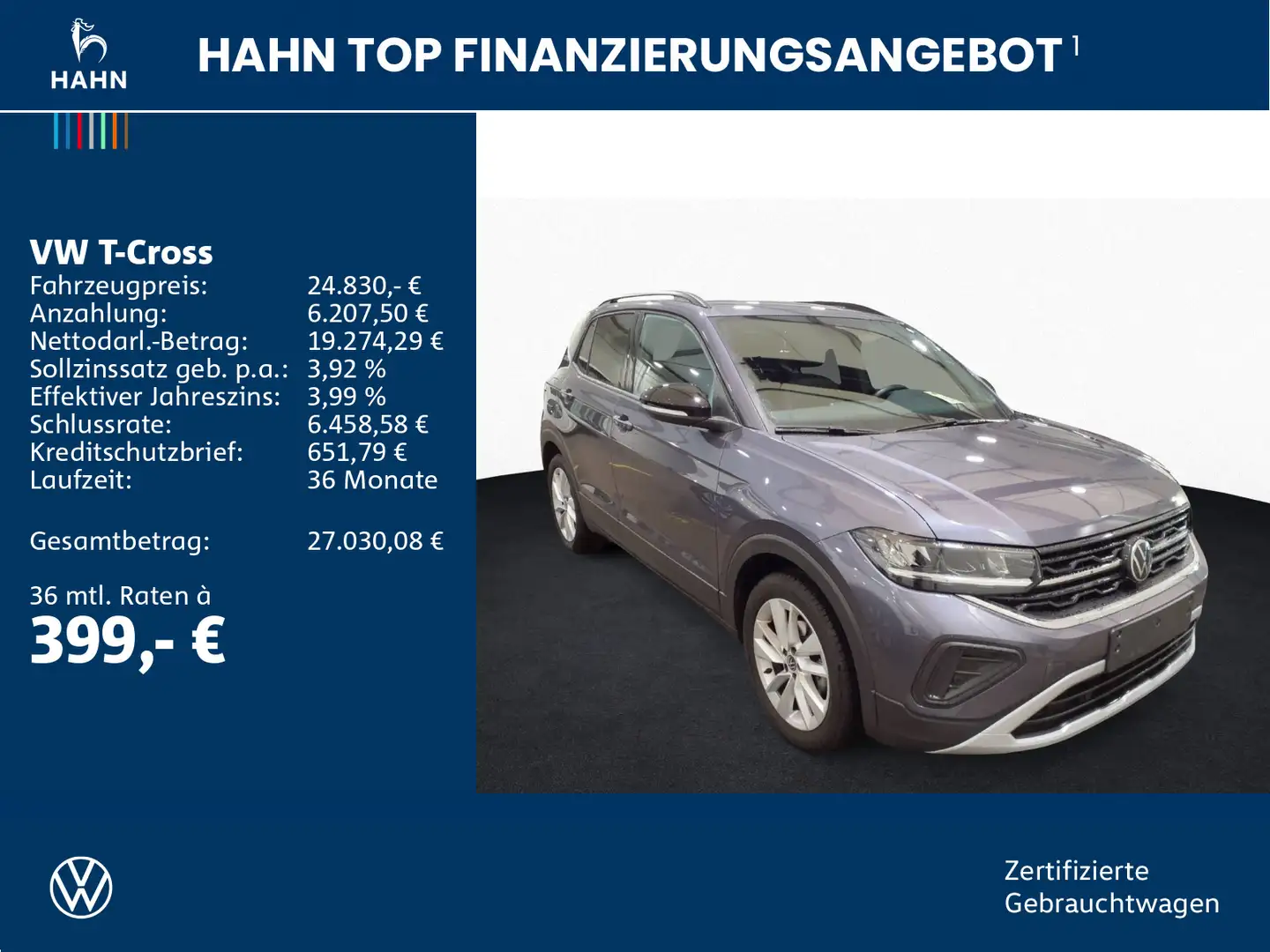 Volkswagen T-Cross 1.0TSI DSG Goal LED Nav AHK PDC APP ACC Grau - 2