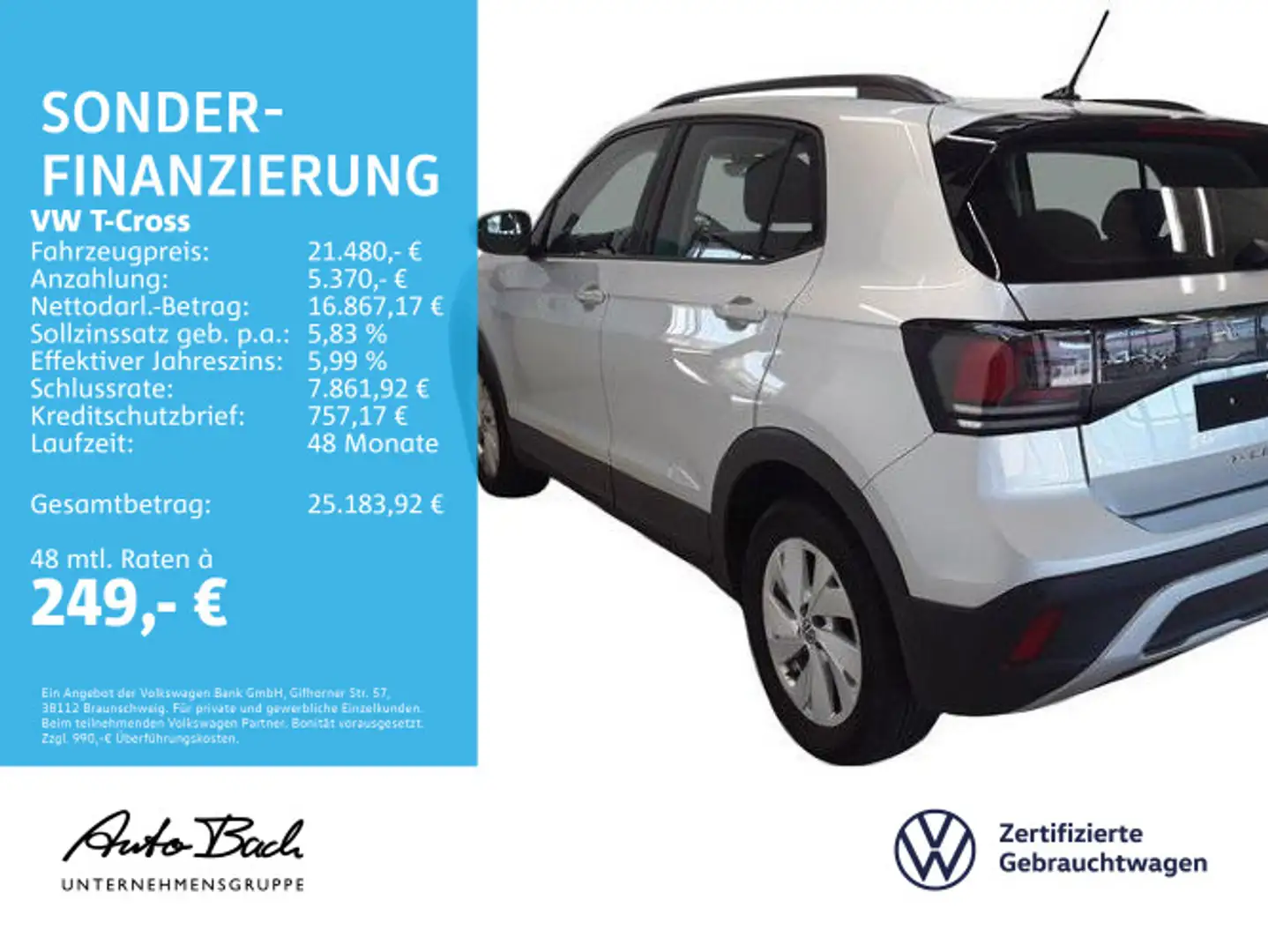 Volkswagen T-Cross 1.0 TSI Life Navi LED Digital Cockpit AC Silber - 2