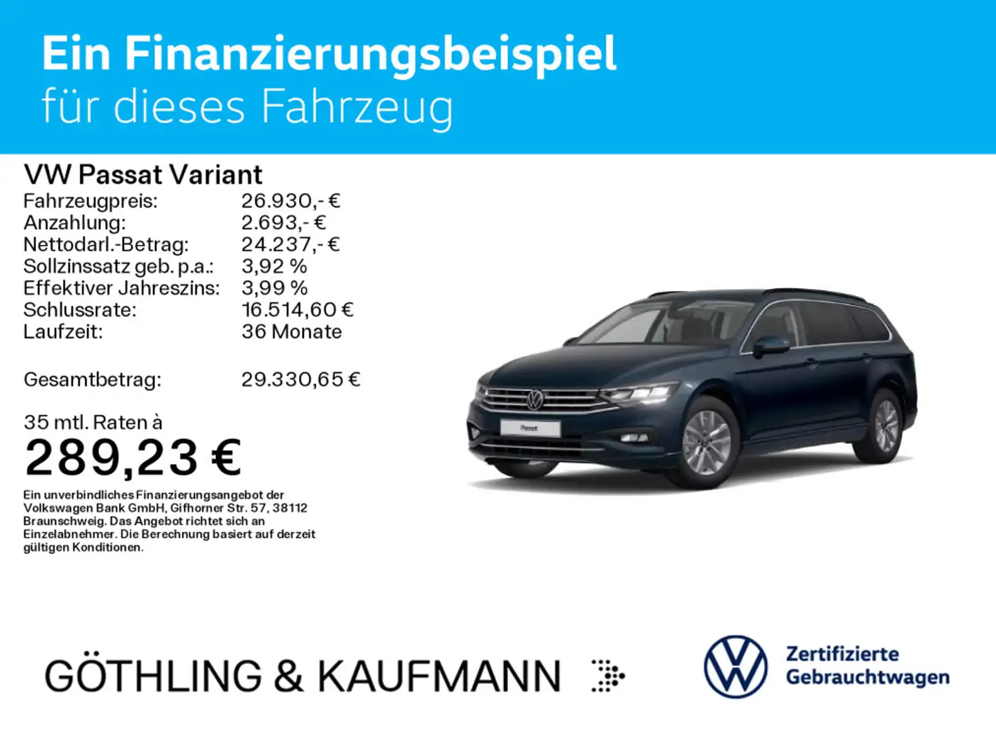 Volkswagen Passat Variant Business 2.0 TDI DSG*NAVI*AHK*KAM Blau - 2