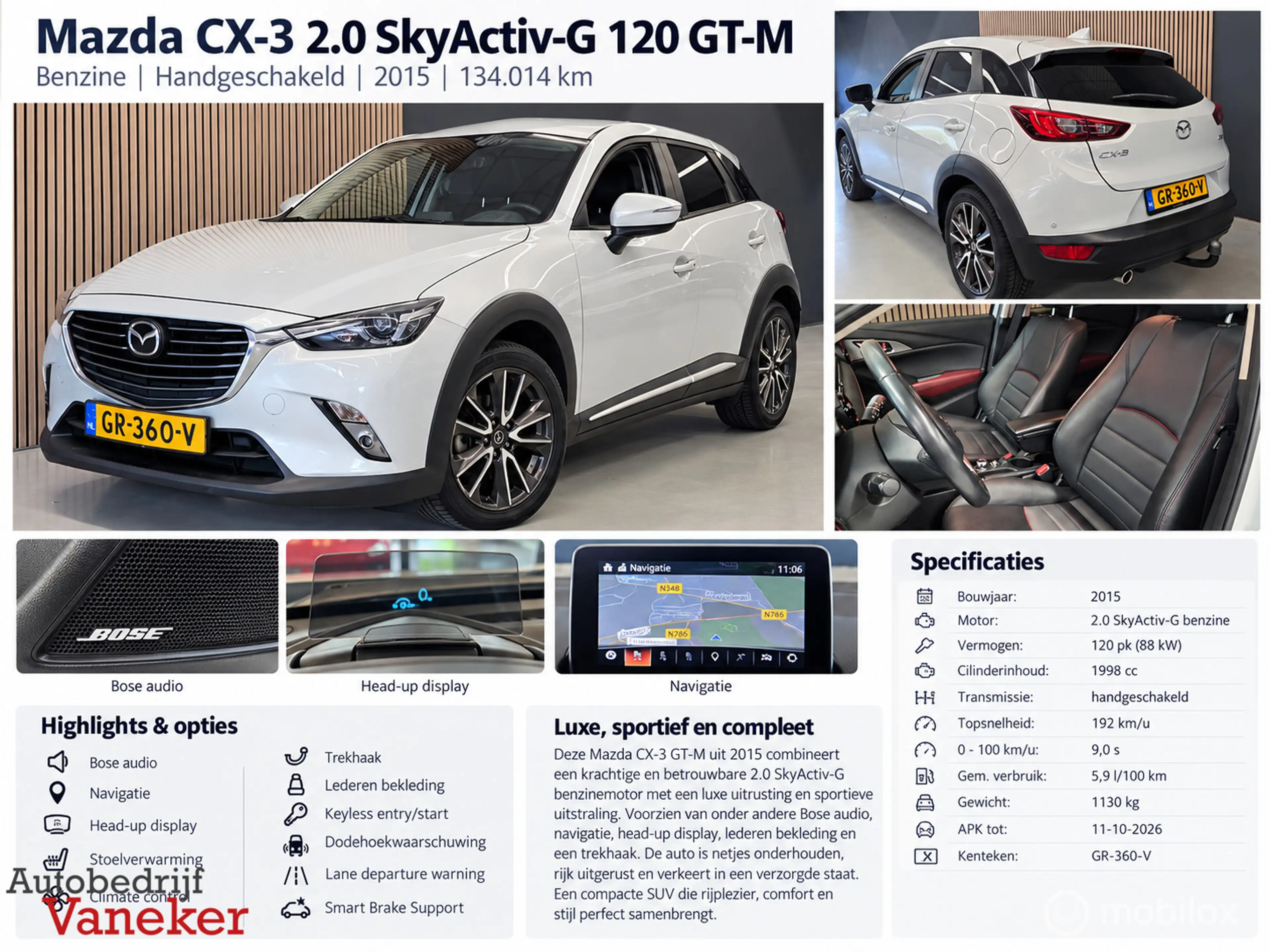 Mazda CX-3 2.0 SkyActiv-G 120 GT-M|ACC|Bose|HUD|Trekhaak|Came — photo 2