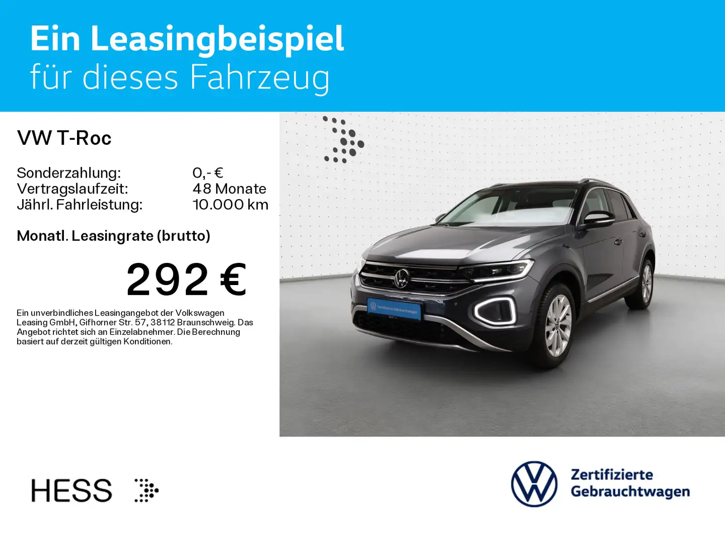 Volkswagen T-Roc T-ROC 1.5 TSI DSG STYLE*LED*AHK*PDC*SHZ*NAVI*KLI Grau - 2