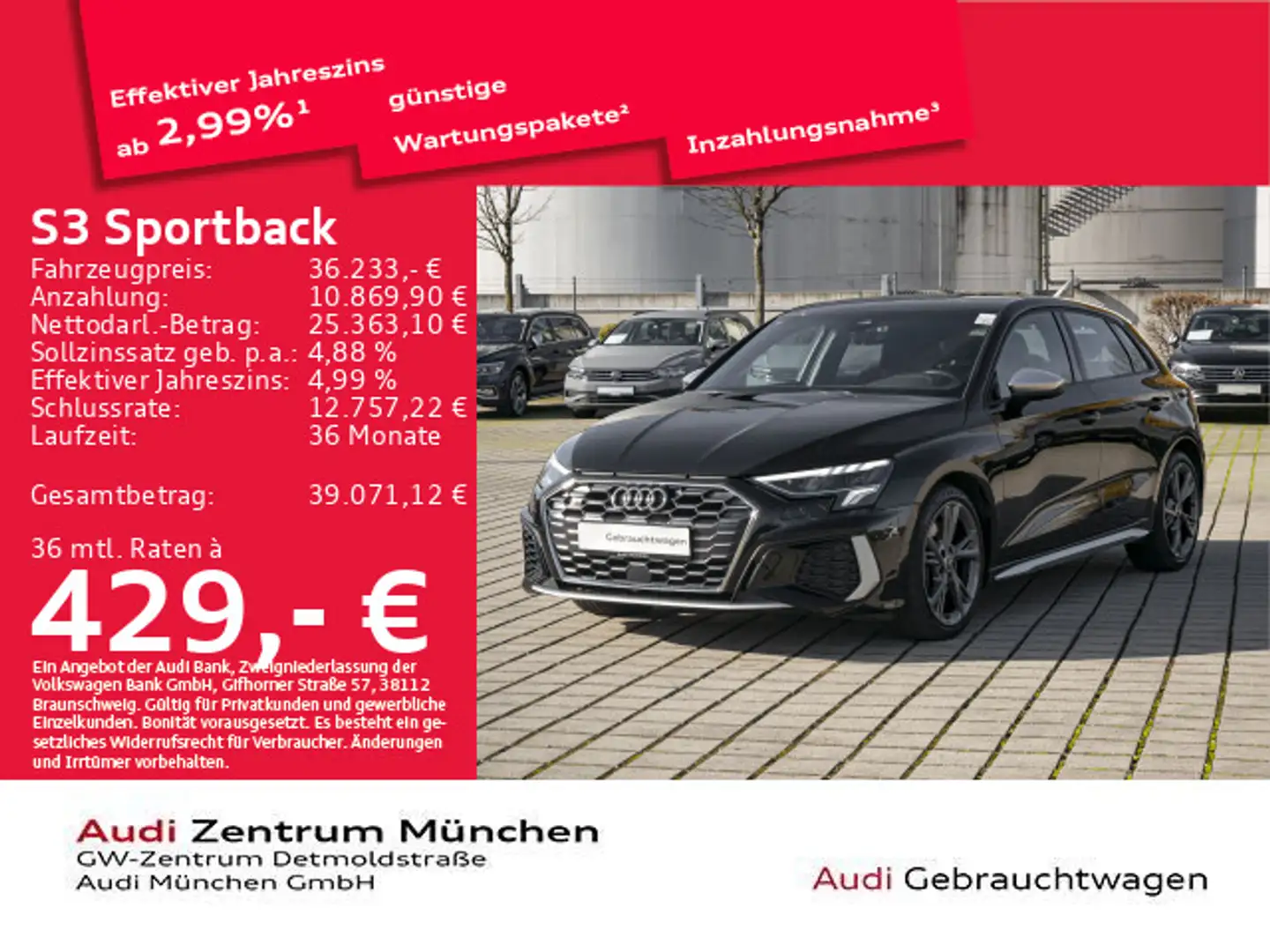 Audi S3 TFSI S tronic Virtual/Navi Schwarz - 1