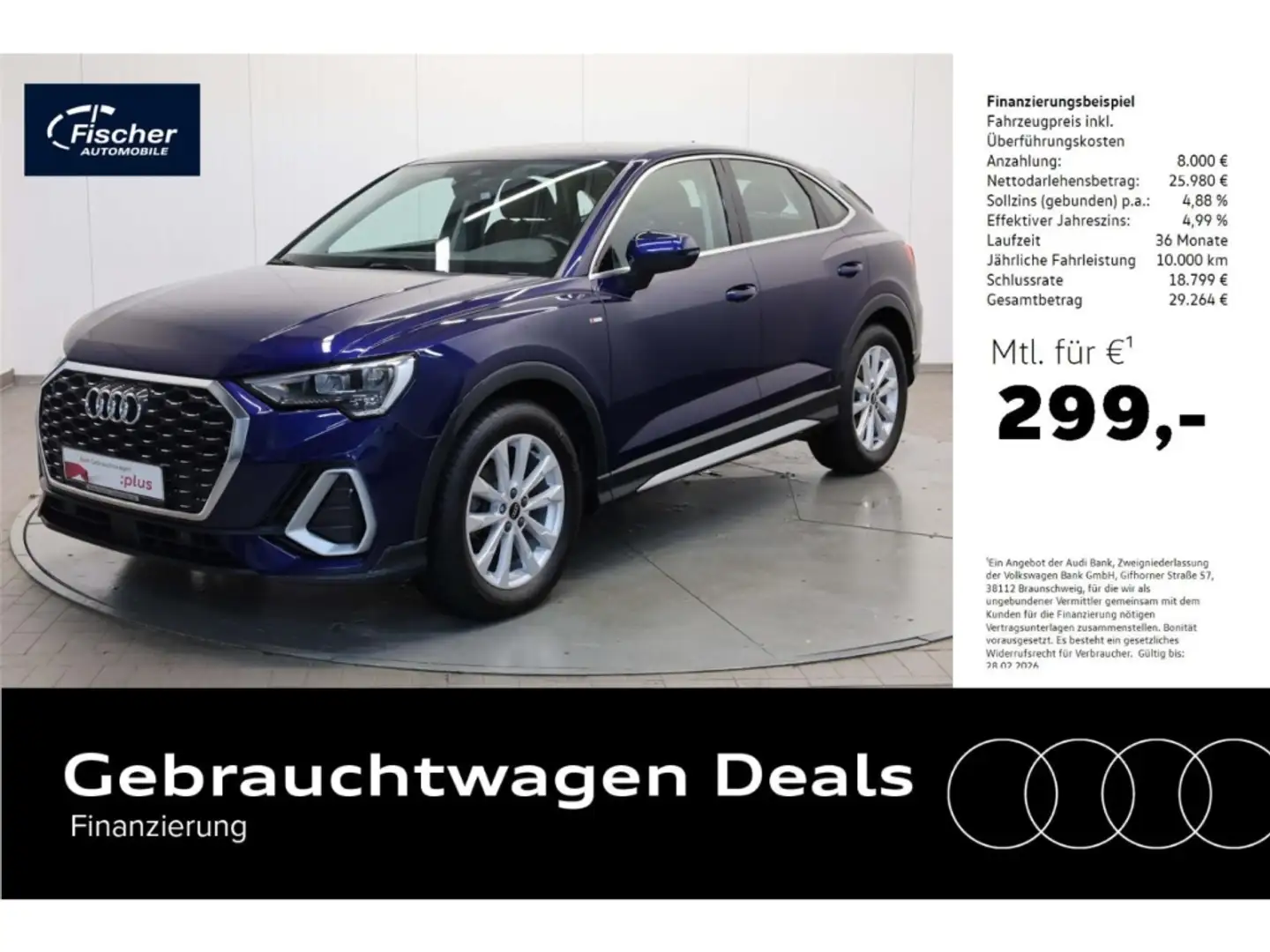 Audi Q3 Sportback 35 TDI S line S-Tronic NAV/Virt/ACC Blau - 1
