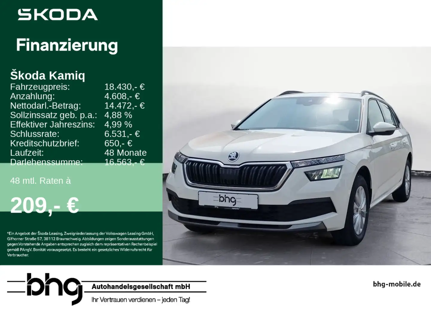 Skoda Kamiq Ambition 1,0 TSI 6-Gang Weiß - 1