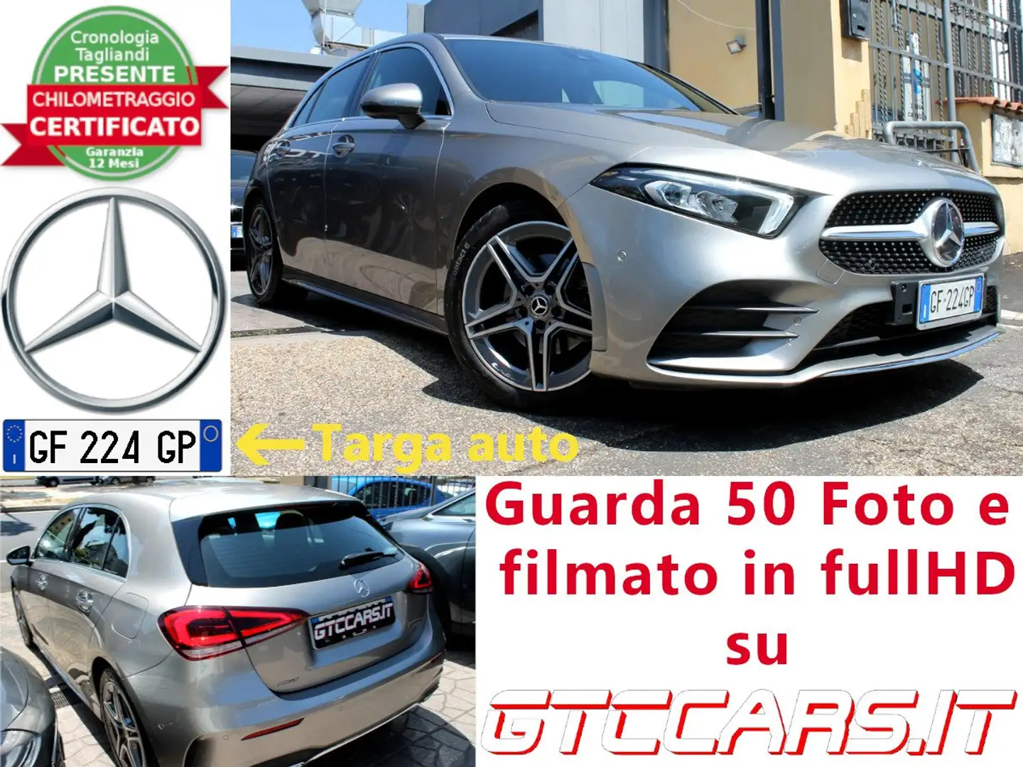Mercedes-Benz A 180 d Premium AMG AutF1 NavPro Pdc Led interno Keyless Grigio - 1