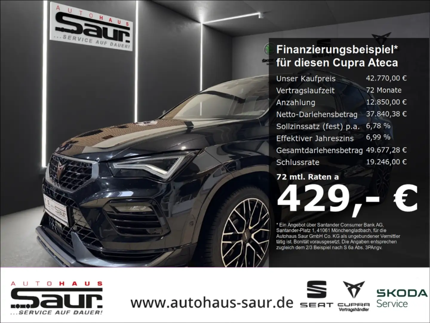 CUPRA Ateca VZ 2.0 TSI 4Drive DSG AHK AKRAPOVIC MAXTON PANO BE Noir - 2