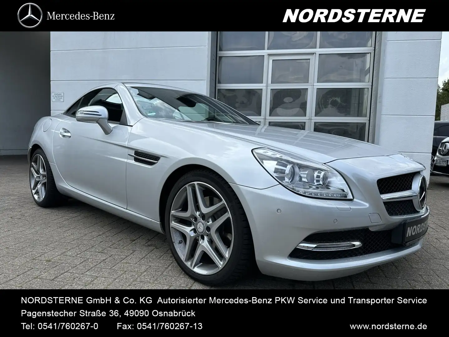 Mercedes-Benz SLK 200 SLK 200 Navi SHZ Distronic Leder Auto. Glasdach Silber - 1
