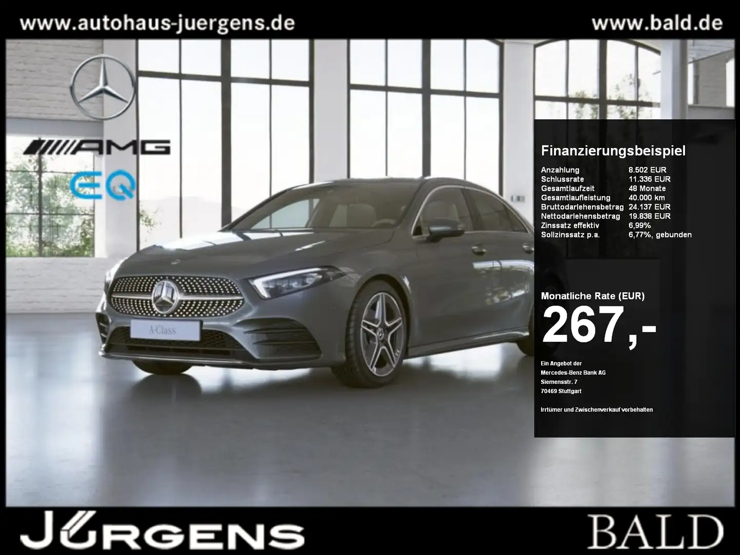 Mercedes-Benz A 200 Limousine +Perf-AGA+AMG+MBUX+Cam+MBeam+AUT Gri - 1