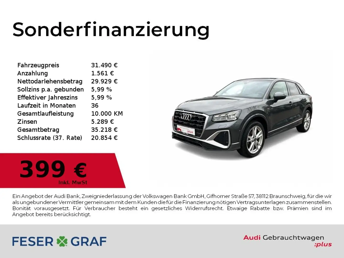 Audi Q2 S-line 35 TFSI S-tronic Matrix-LED/Pano/SHZ/Kamera Grau - 1