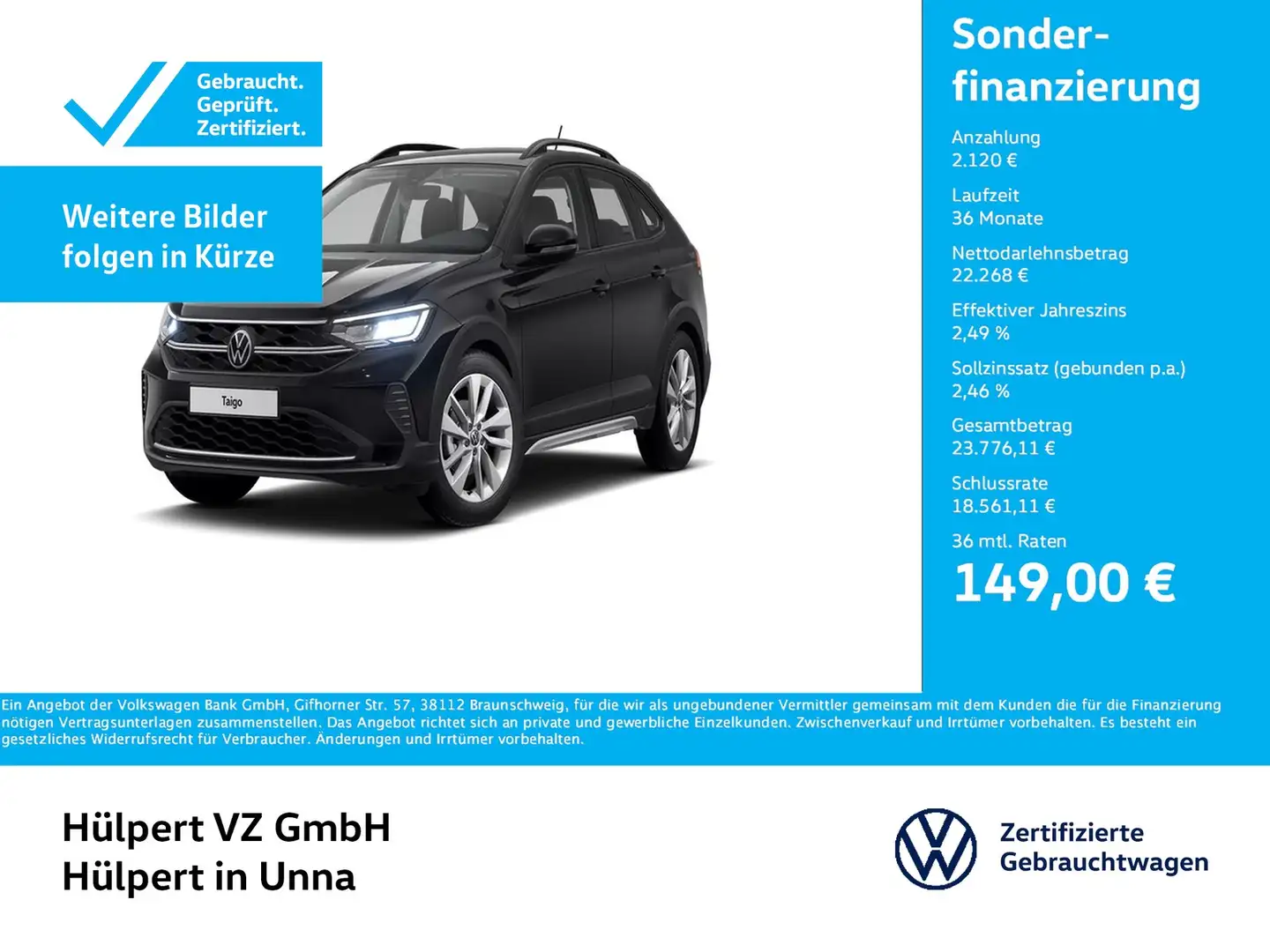 Volkswagen Taigo 1.5 LIFE CAM ACC LM17 CARPLAY SITZHEIZUNG Noir - 1