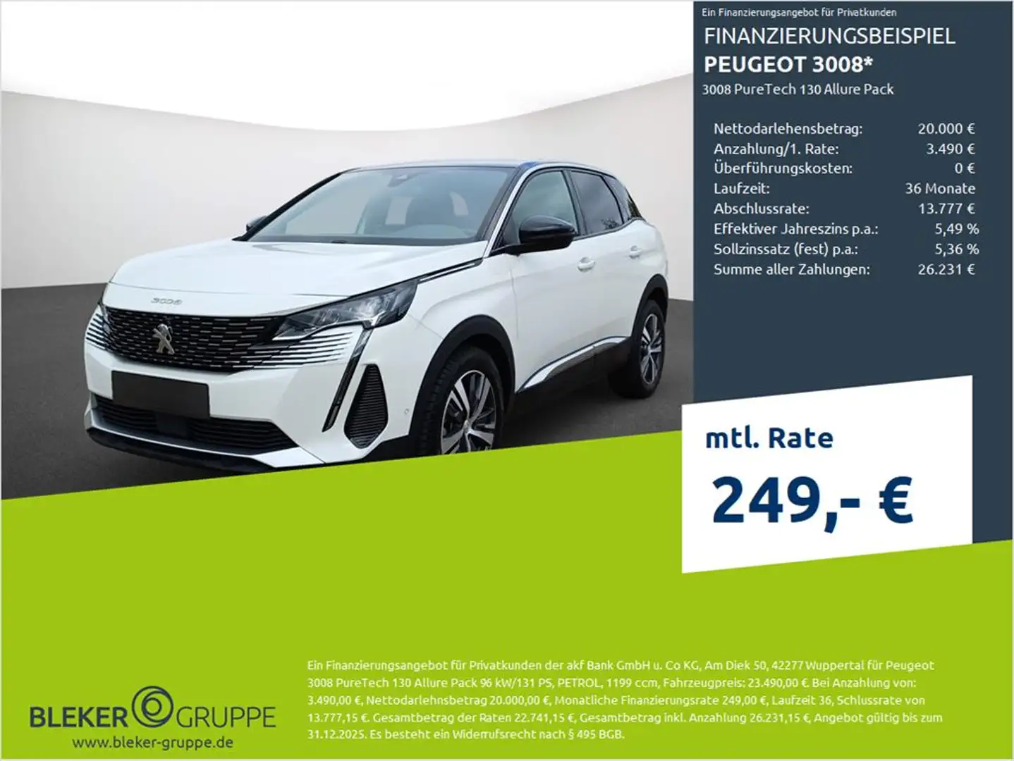 Peugeot 3008 3008 PureTech 130 Allure Pack Wit - 1