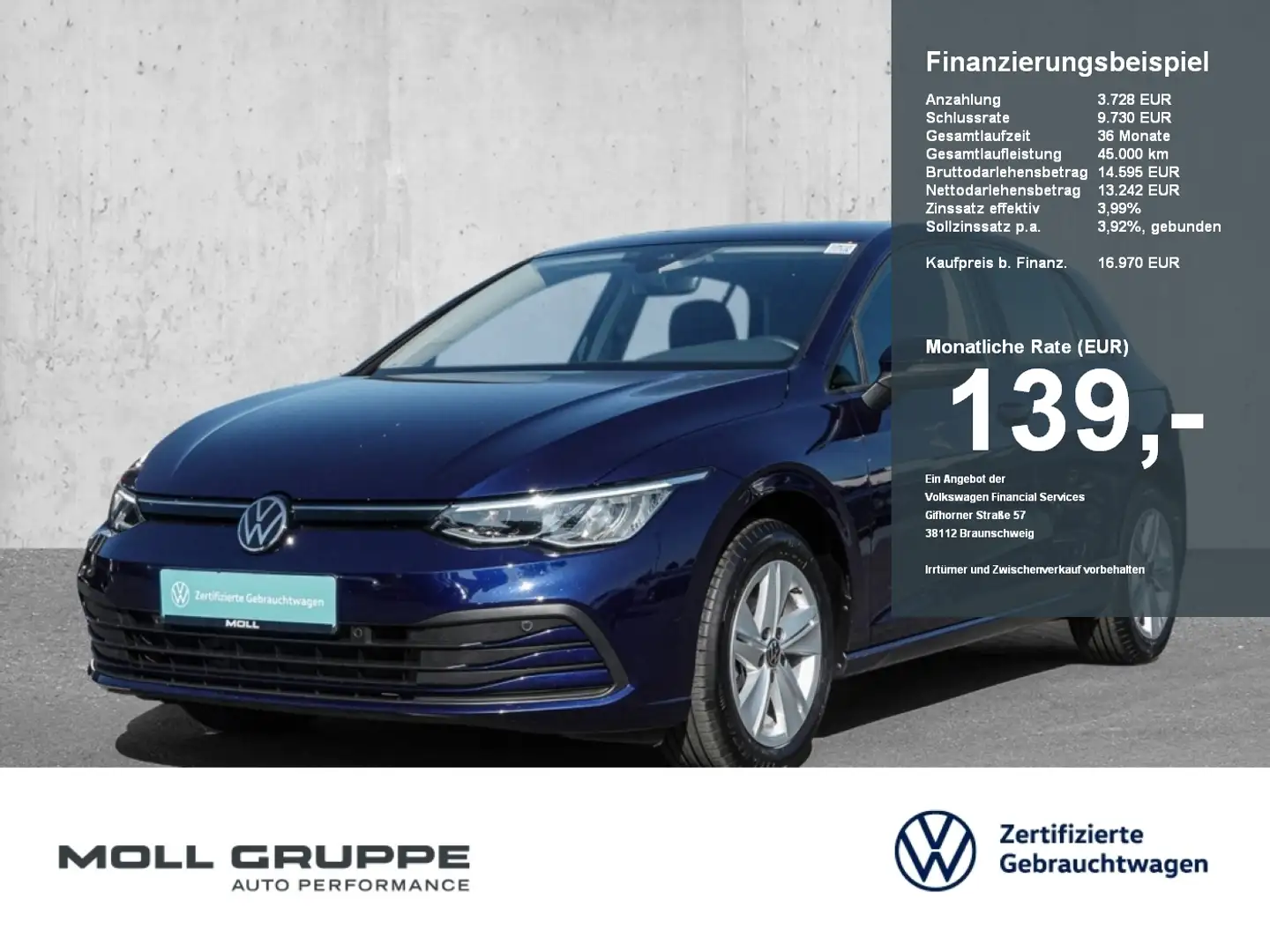 Volkswagen Golf VIII 1.0 TSI Life ALU NAVI PDC Blu/Azzurro - 1