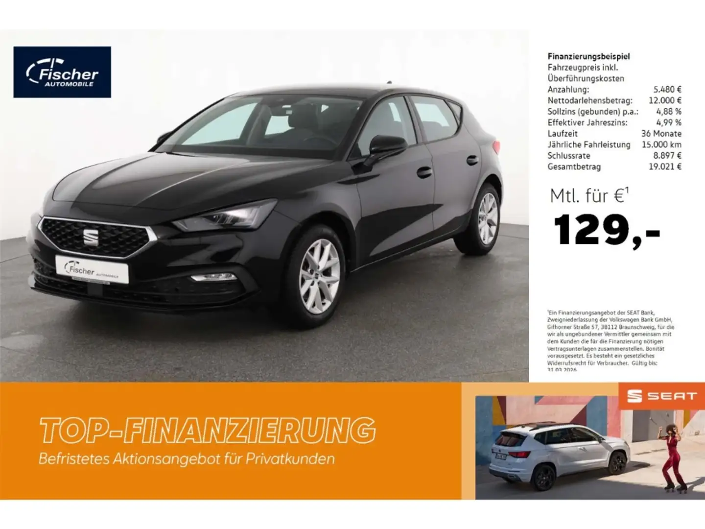 SEAT Leon 1.0 TSI Style 5-Gang LED/ACC/SH/Full Link Schwarz - 1