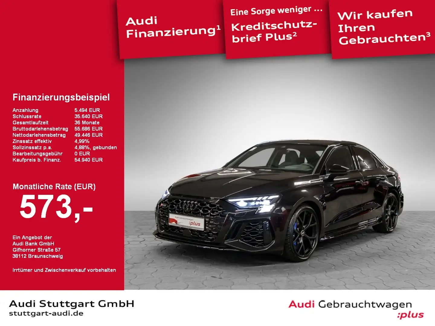 Audi RS3 RS 3 Limousine 2.5 TFSI qu Matrix HuD B&O Keramik Negro - 1