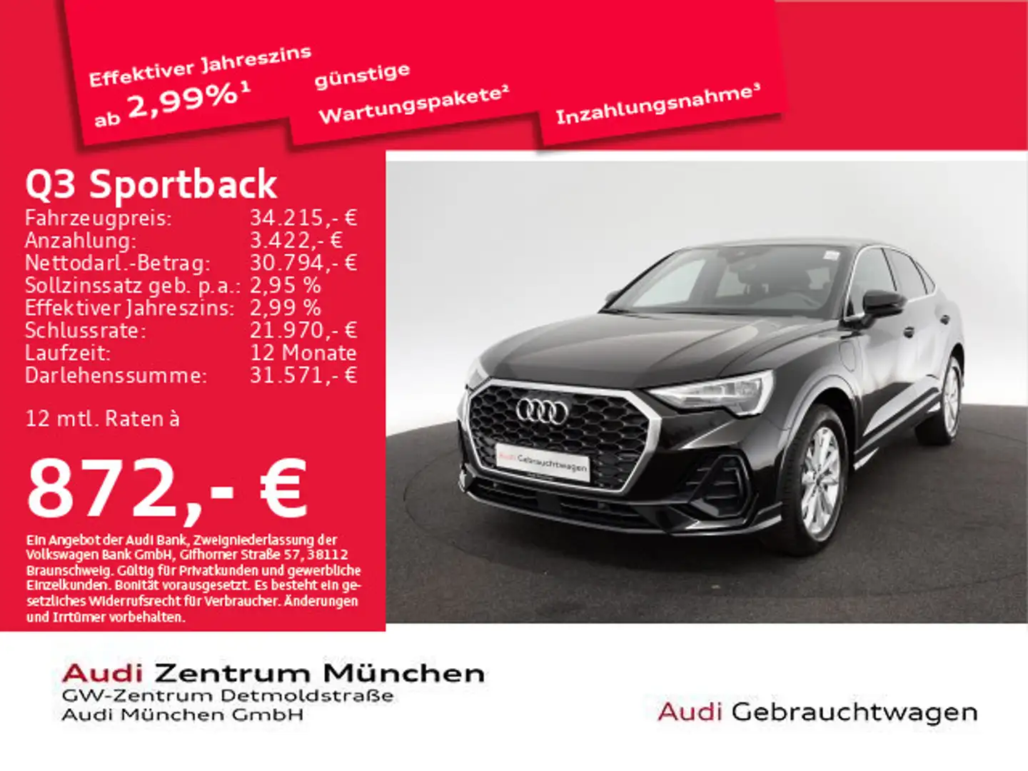 Audi Q3 45 TFSI e S tronic Virtual+/Navi+ Schwarz - 1
