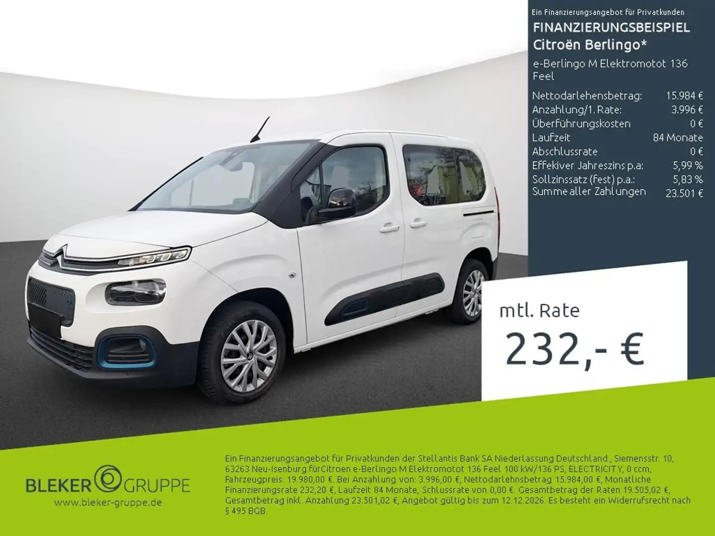 Citroen Berlingo e-Berlingo M Elektromotot 136 Feel Blanc - 1