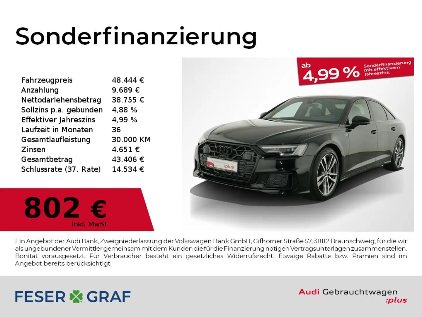 Audi A6 Lim. 40 TDI S line S tronic Matrix LED/ 360° Schwarz - 1