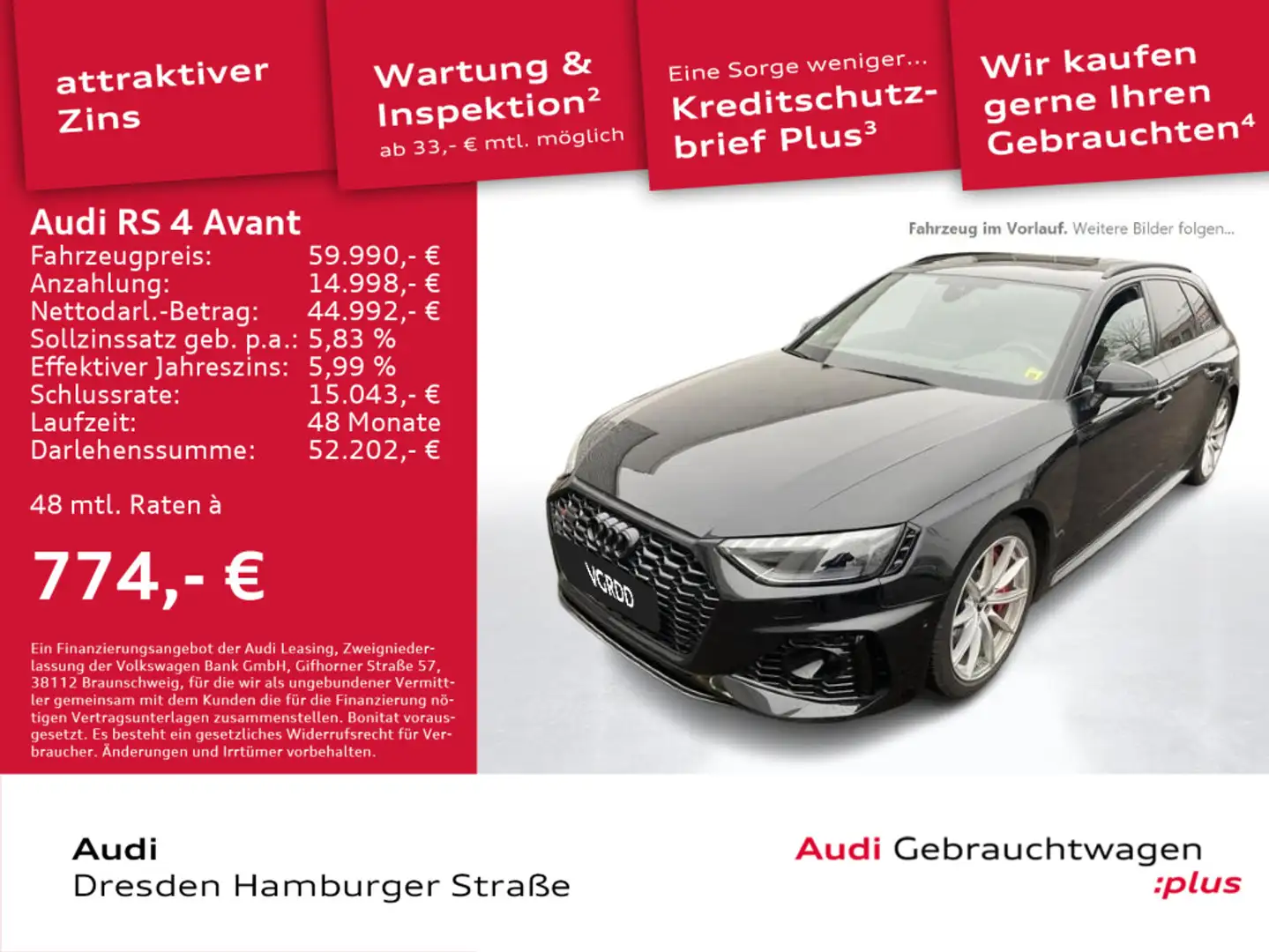 Audi RS4 2.9TFSI quattro Pano B&O Dynamikpaket Чорний - 1