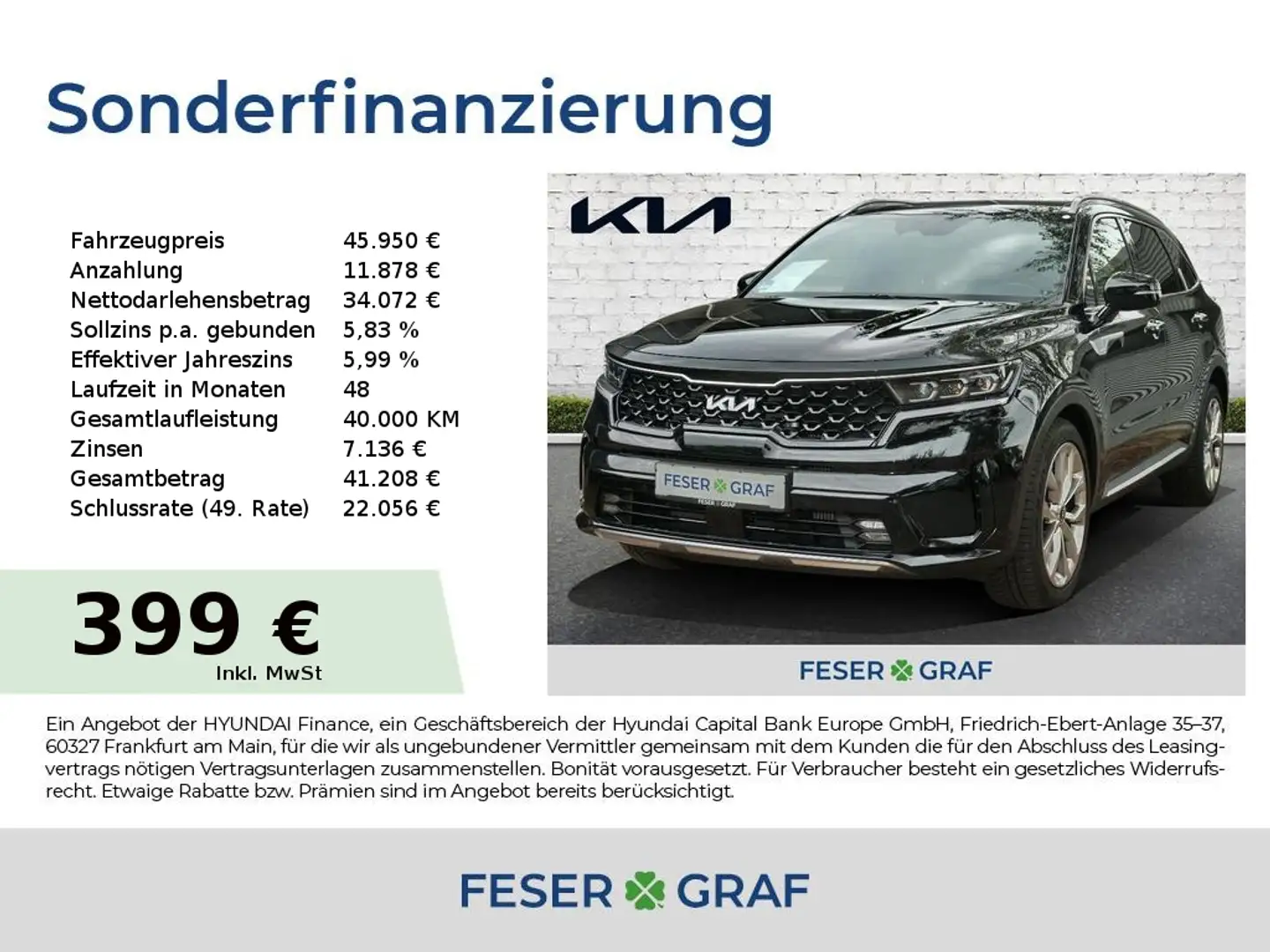 Kia Sorento 2.2D AWD DCT8 SPIRIT PREMIUM 7S UVM. Schwarz - 1