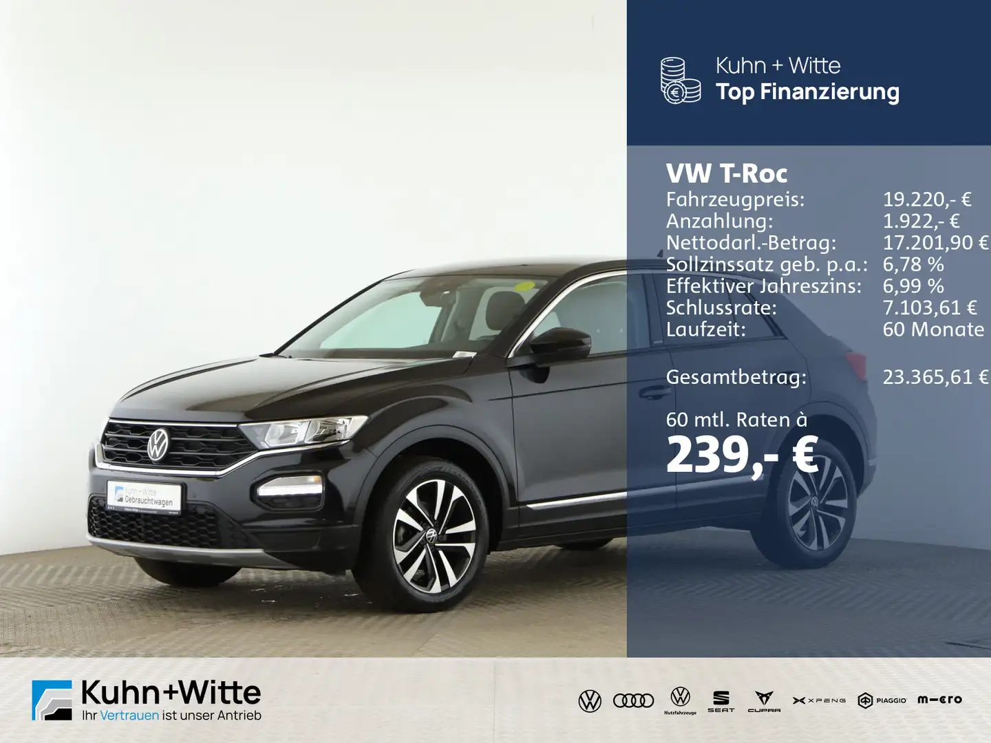 Volkswagen T-Roc 1.0 TSI United *PDC*SHZ*Navi*AppleCar* Schwarz - 1