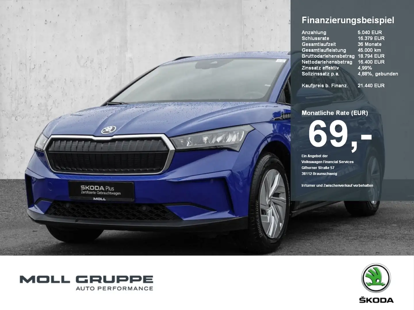 Skoda Enyaq 50 NAVI LED FLA SPURH KLIMAA VICO AUT Bleu - 1