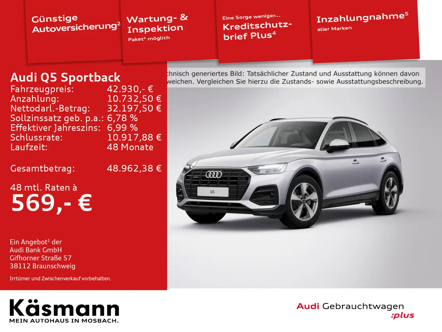 Audi Q5 advanced 40TDI qu AHK NAV KAM SHZ Silber - 1