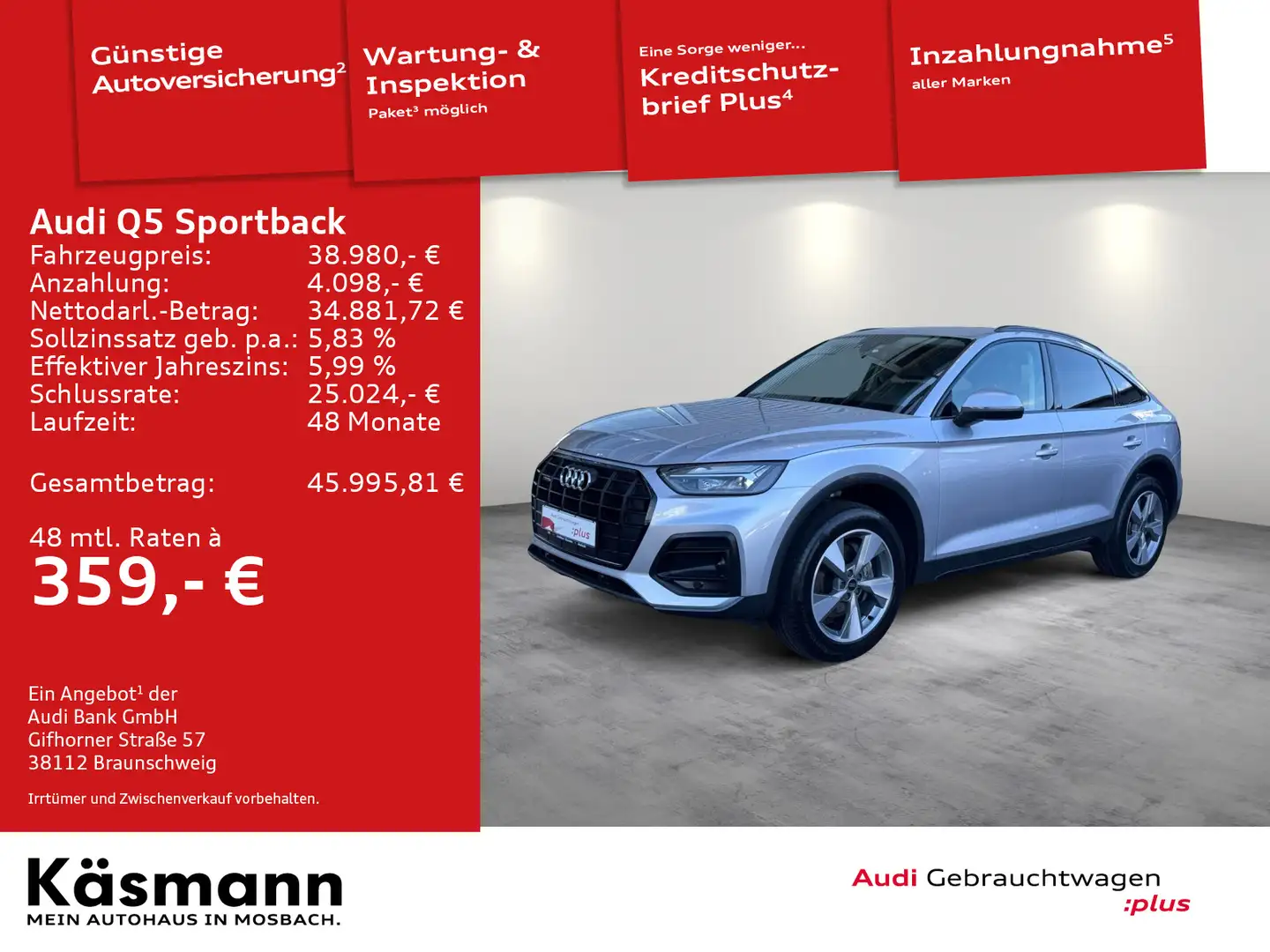 Audi Q5 advanced 40TDI qu AHK NAV KAM SHZ Silber - 2