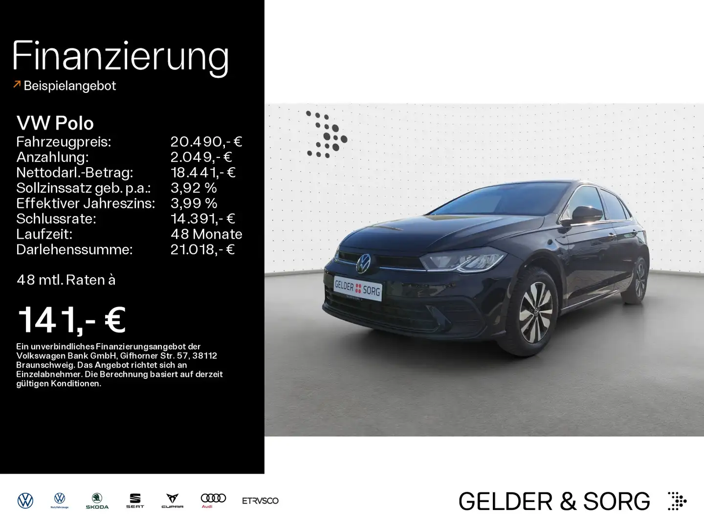 Volkswagen Polo Move 1.0 TSI RFK*LED*EPH*Navi*Digital Schwarz - 1