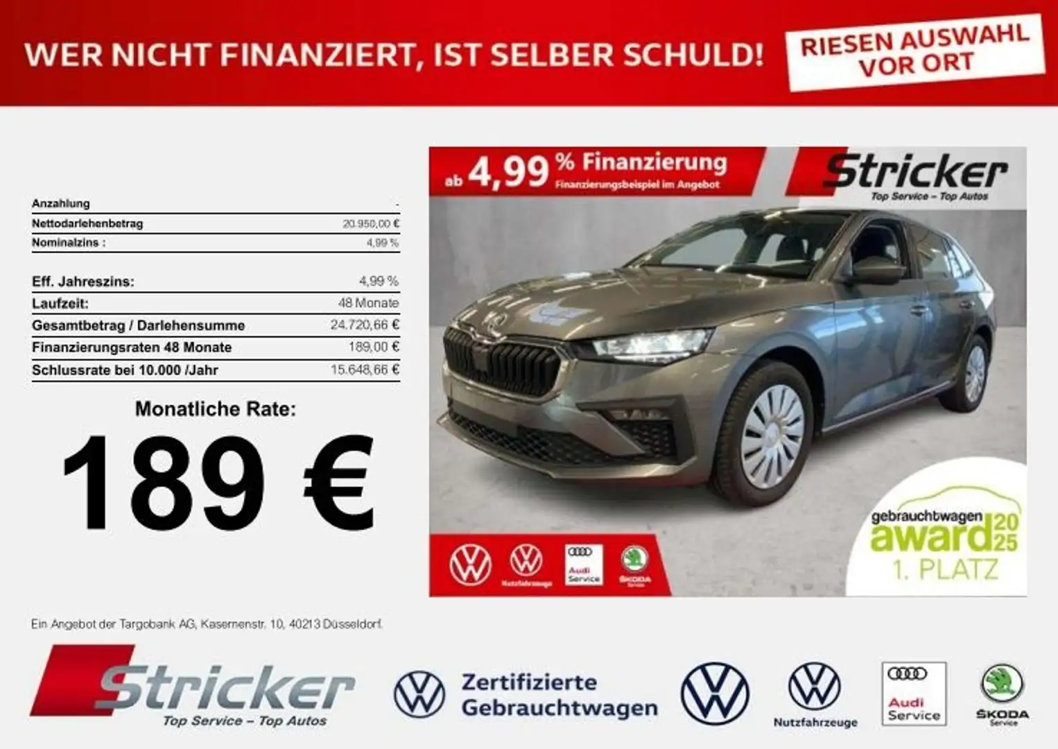 Skoda Scala Essence 1.0TSI DSG 189,-ohne Anzahlung Sitzheizun Grau - 2