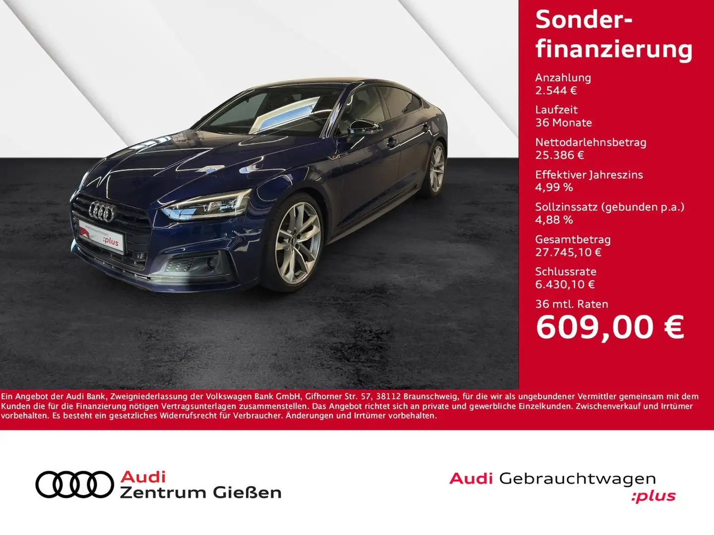Audi A5 Sportback 40 TFSI S line sport Black AHK ACC Ka... Blu/Azzurro - 1