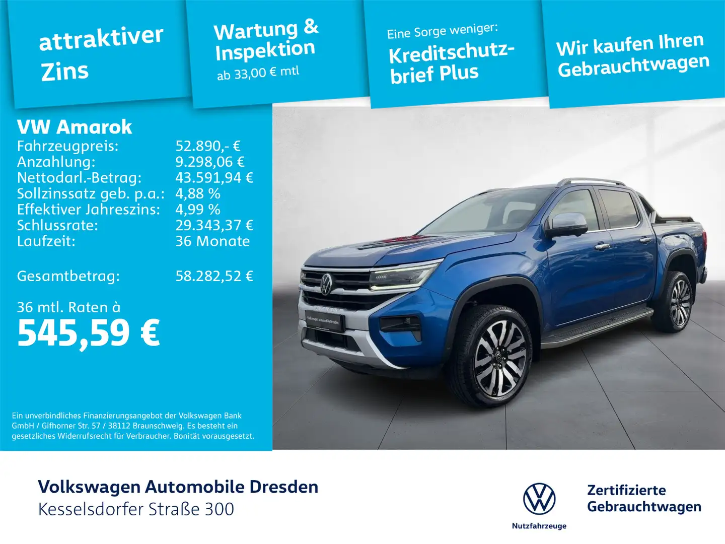 Volkswagen Amarok Aventura DC 177 kW 3.0 TDI 4Motion Blau - 1