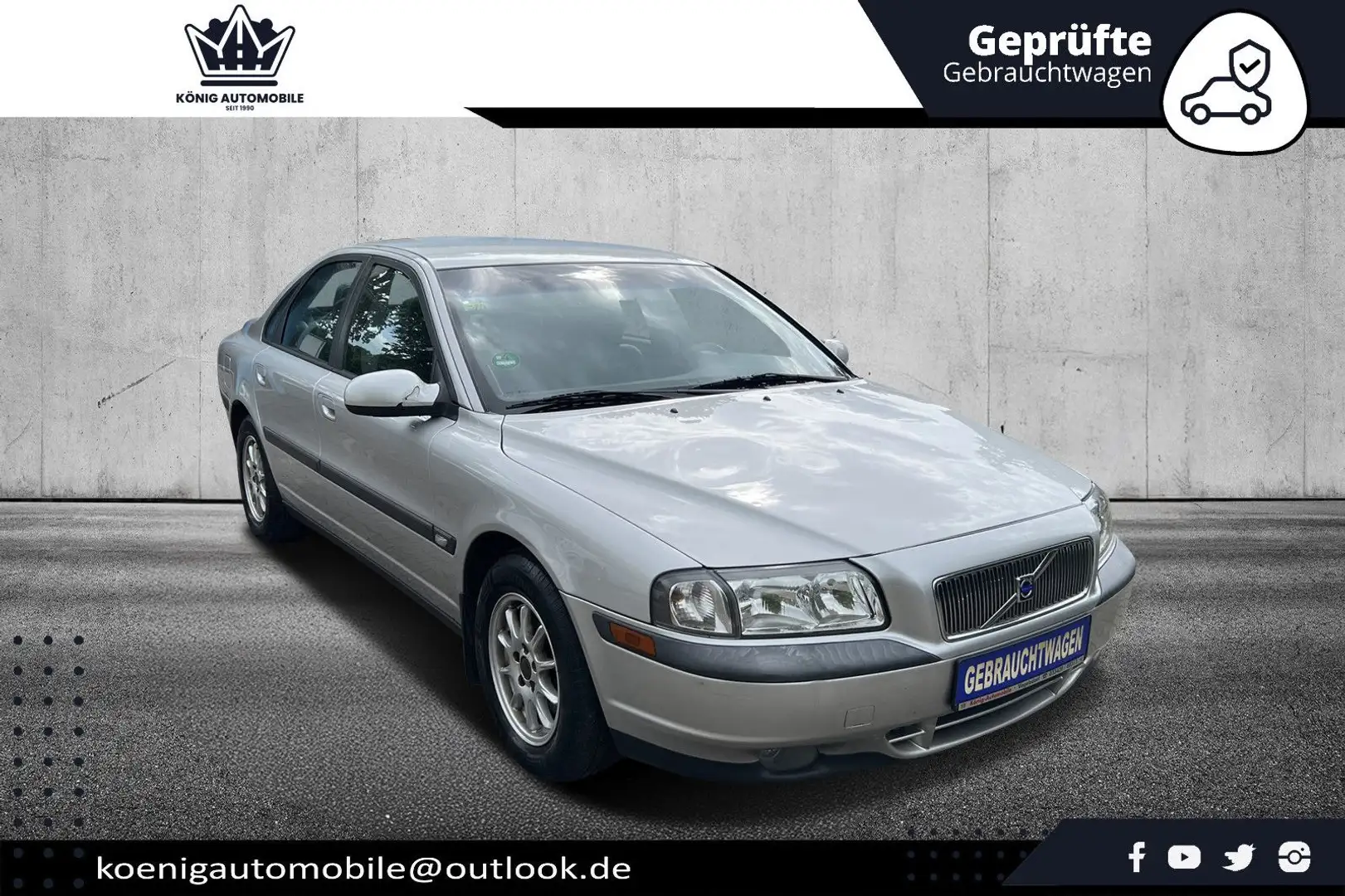 Volvo S80 2.4 Aut. Premium / Leder / Klima / AHK Срібний - 2