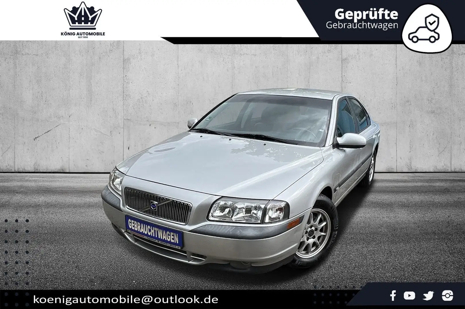 Volvo S80 2.4 Aut. Premium / Leder / Klima / AHK Срібний - 1
