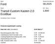 Ford Transit Custom Kasten 2,0 EcoBlue L1H1 280 Trend Weiß - thumbnail 18